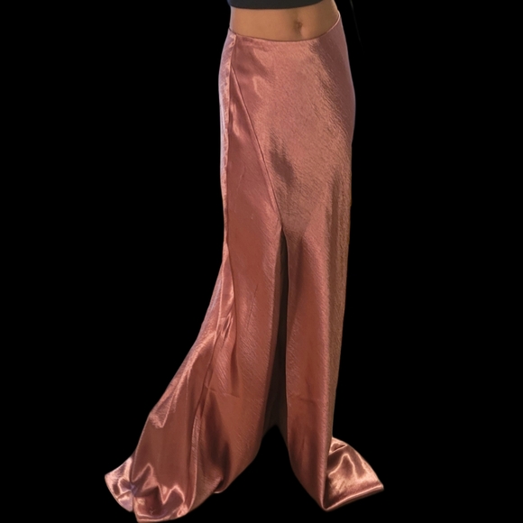 LOVESHACKFANCY Gold A-Line Maxi Skirt with Slit - Picture 2 of 5